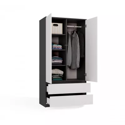 Flurgarderobe 90 cm TAAVI - anthrazit/weiß