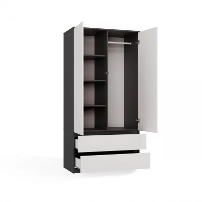 Flurgarderobe 90 cm TAAVI - anthrazit/weiß