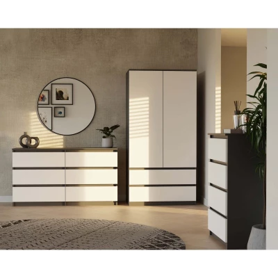 Flurgarderobe 90 cm TAAVI - anthrazit/weiß