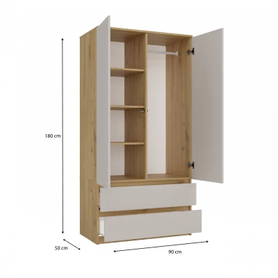 Flurgarderobe 90 cm TAAVI - Artisan Eiche / Kaschmir