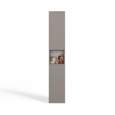 Schmaler Badezimmerschrank 31 cm mit Wäschekorb ATSO 8 - grau