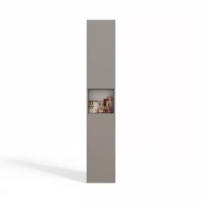 Schmaler Badezimmerschrank 31 cm mit Wäschekorb ATSO 8 - grau