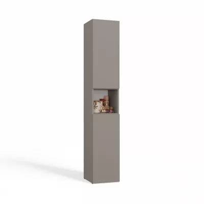 Schmaler Badezimmerschrank 31 cm mit Wäschekorb ATSO 8 - grau