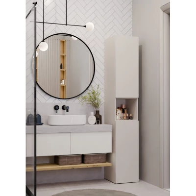 Schmaler Badezimmerschrank 31 cm ATSO 7 - Kaschmir