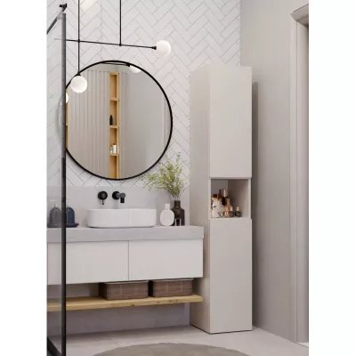 Schmaler Badezimmerschrank 31 cm ATSO 7 - Kaschmir