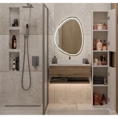 Schmaler Badezimmerschrank 31 cm ATSO 7 - Kaschmir