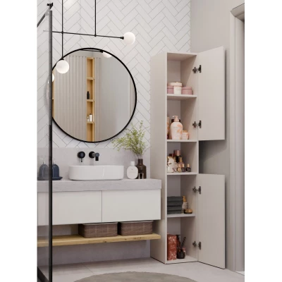 Schmaler Badezimmerschrank 31 cm ATSO 7 - Kaschmir