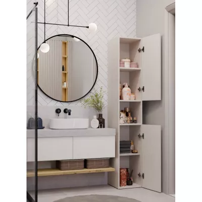 Schmaler Badezimmerschrank 31 cm ATSO 7 - Kaschmir