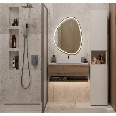 Schmaler Badezimmerschrank 31 cm ATSO 7 - Kaschmir