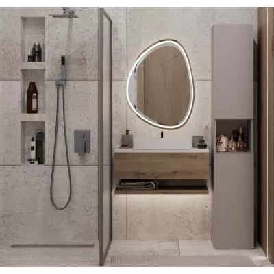 Schmaler Badezimmerschrank 31 cm ATSO 7 - grau