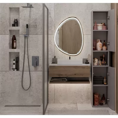 Schmaler Badezimmerschrank 31 cm ATSO 7 - grau