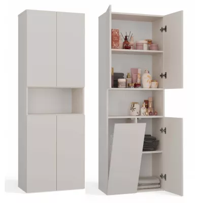 Badezimmerschrank 60 cm mit Wäschekorb und Ablage ATSO 6 - Kaschmir