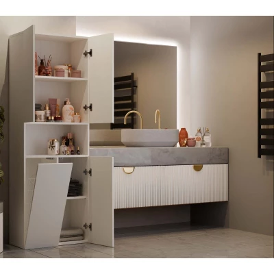 Badezimmerschrank 60 cm mit Wäschekorb und Ablage ATSO 6 - Kaschmir