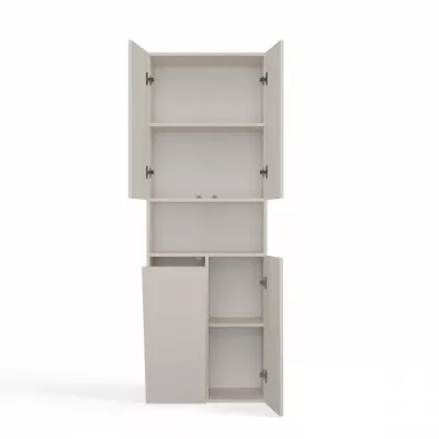 Badezimmerschrank 60 cm mit Wäschekorb und Ablage ATSO 6 - Kaschmir