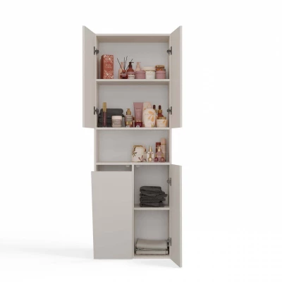 Badezimmerschrank 60 cm mit Wäschekorb und Ablage ATSO 6 - Kaschmir