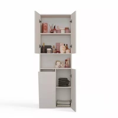 Badezimmerschrank 60 cm mit Wäschekorb und Ablage ATSO 6 - Kaschmir