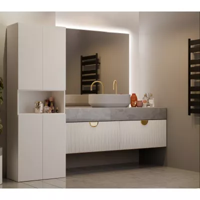 Badezimmerschrank 60 cm mit Wäschekorb und Ablage ATSO 6 - Kaschmir