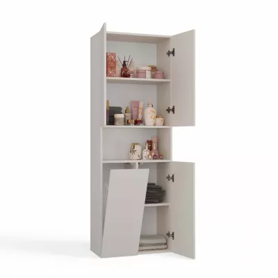 Badezimmerschrank 60 cm mit Wäschekorb und Ablage ATSO 6 - Kaschmir