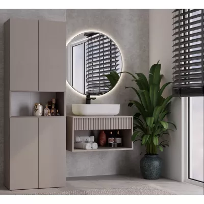 Badezimmerschrank 60 cm mit Wäschekorb und Ablage ATSO 6 - grau