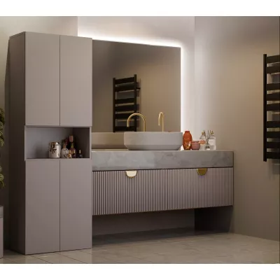 Badezimmerschrank 60 cm mit Wäschekorb und Ablage ATSO 6 - grau