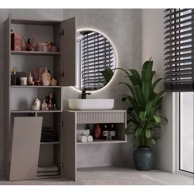 Badezimmerschrank 60 cm mit Wäschekorb und Ablage ATSO 6 - grau