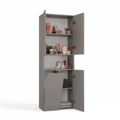 Badezimmerschrank 60 cm mit Wäschekorb und Ablage ATSO 6 - grau