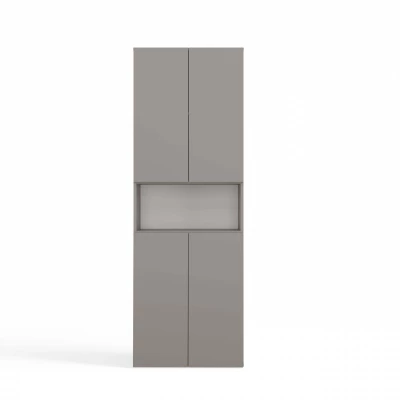 Badezimmerschrank 60 cm mit Wäschekorb und Ablage ATSO 6 - grau