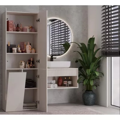 Badezimmerschrank 60 cm mit Wäschekorb ATSO 5 - Kaschmir