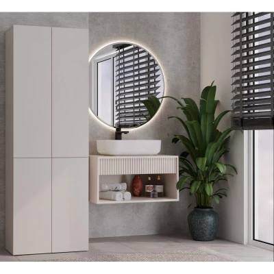 Badezimmerschrank 60 cm mit Wäschekorb ATSO 5 - Kaschmir