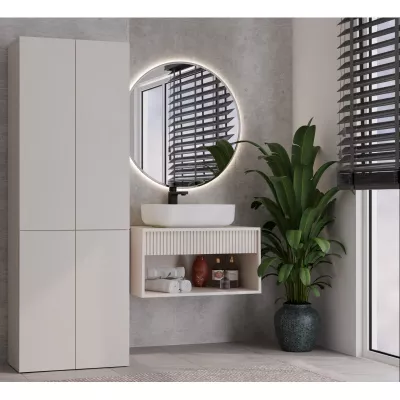 Badezimmerschrank 60 cm mit Wäschekorb ATSO 5 - Kaschmir