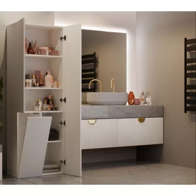 Badezimmerschrank 60 cm mit Wäschekorb ATSO 5 - Kaschmir