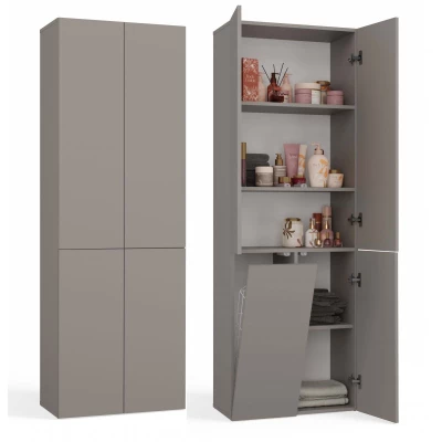 Badezimmerschrank 60 cm mit Wäschekorb ATSO 5 - grau