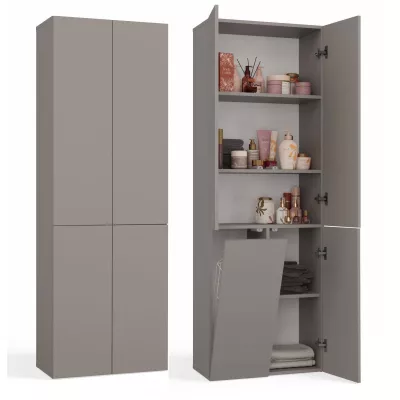 Badezimmerschrank 60 cm mit Wäschekorb ATSO 5 - grau
