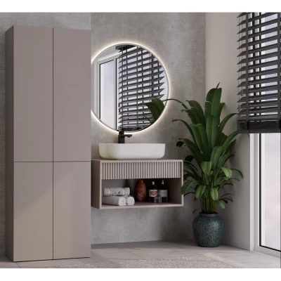 Badezimmerschrank 60 cm mit Wäschekorb ATSO 5 - grau