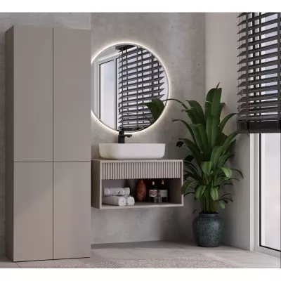 Badezimmerschrank 60 cm mit Wäschekorb ATSO 5 - grau