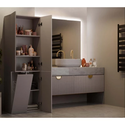 Badezimmerschrank 60 cm mit Wäschekorb ATSO 5 - grau