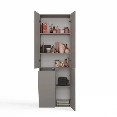 Badezimmerschrank 60 cm mit Wäschekorb ATSO 5 - grau