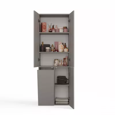 Badezimmerschrank 60 cm mit Wäschekorb ATSO 5 - grau