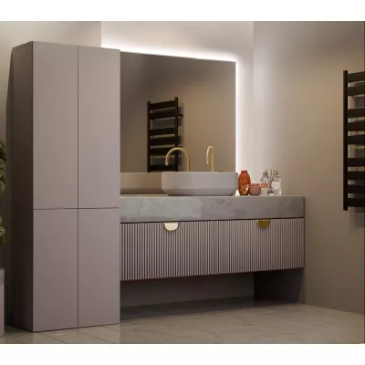 Badezimmerschrank 60 cm mit Wäschekorb ATSO 5 - grau