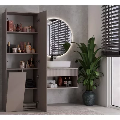 Badezimmerschrank 60 cm mit Wäschekorb ATSO 5 - grau