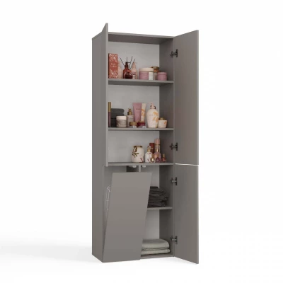 Badezimmerschrank 60 cm mit Wäschekorb ATSO 5 - grau