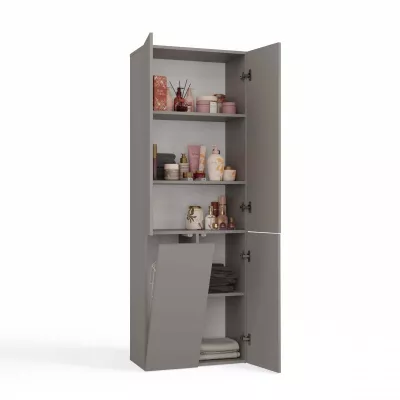 Badezimmerschrank 60 cm mit Wäschekorb ATSO 5 - grau