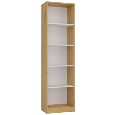 Schmales Bücherregal RAUNO – 50 cm, Artisan Eiche/Weiß