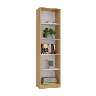 Schmales Bücherregal RAUNO – 50 cm, Artisan Eiche/Weiß