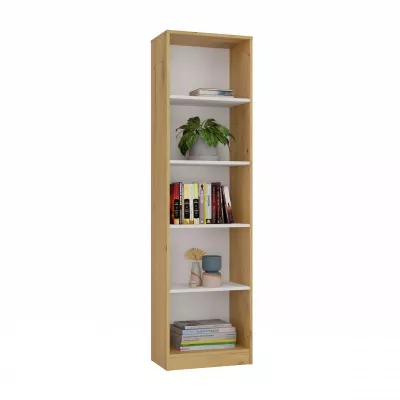 Schmales Bücherregal RAUNO – 50 cm, Artisan Eiche/Weiß