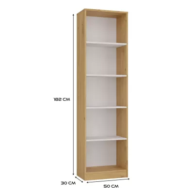 Schmales Bücherregal RAUNO – 50 cm, Artisan Eiche/Weiß