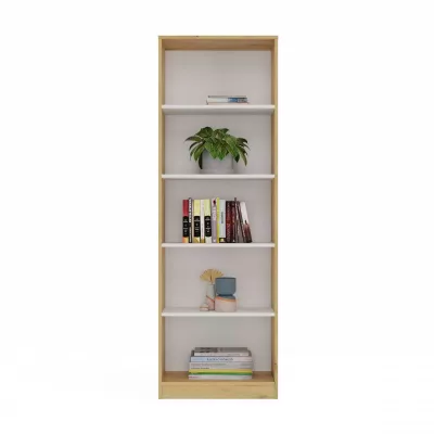 Schmales Bücherregal RAUNO – 60 cm, Artisan Eiche/Weiß