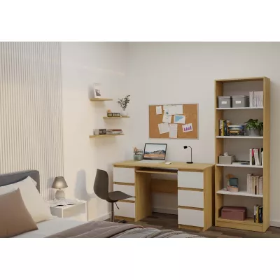 Schmales Bücherregal RAUNO – 60 cm, Artisan Eiche/Weiß