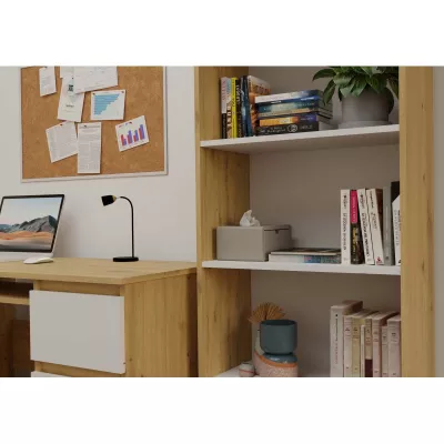Schmales Bücherregal RAUNO – 60 cm, Artisan Eiche/Weiß