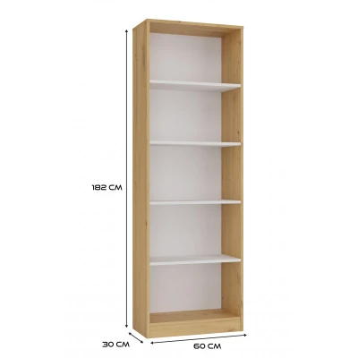 Schmales Bücherregal RAUNO – 60 cm, Artisan Eiche/Weiß